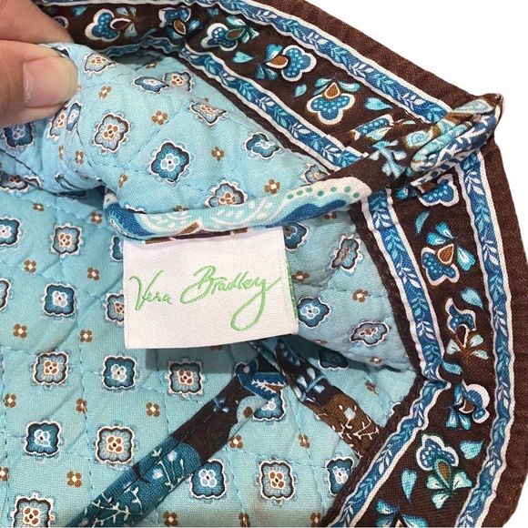 Vera Bradley Java Blue Tic Tac Tote Retired Pattern Turquoise Brown Teal - Picture 7 of 8